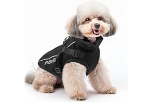 PcEoTllar Manteau imperméable pour Chien de Petite Taille, Veste Chaude réfléchissante avec Harnais pour l'hiver, Costume de Ski, Pull pour Chien, en Coton, Noir, Taille M