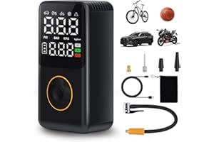 TAVADA Elektryczna pompka powietrza 150 PSI,Kompresor Powietrza Przenośny,automatyczne zatrzymanie,4000 mAh Pompka do Opon Samochodowych z Ekran LCD Lampą LED Ładowanie USB do Motocykli/Piłek/rowerów
