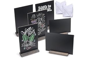 RSXING Mini Kreidetafel Schilder mit Ständer, Kleine Tafel Holzschilder zum Beschriften - Kreidetafel Aufsteller Holzständern für Preisschilder Hochzeit Geburtstage Bar Party