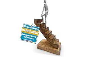 ‎FEINKNICK FeinKnick Deko Skulptur “Top of The Rock” Motivations-Figur 29 cm als Symbol für Erfolg & Inspiration - Moderne Figur aus Holz & Metall als Statue für Deko Wohnzimmer, Schreibtisch Deko & Büro