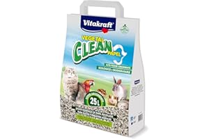 Vitakraft Vegetal Clean Papel, lecho sanitario higiénico de papel prensado para animales pequeños, conejos, cobayas, gatos, control de olores y gran absorción, hipoalergénico, biodegradable (1x 25L)