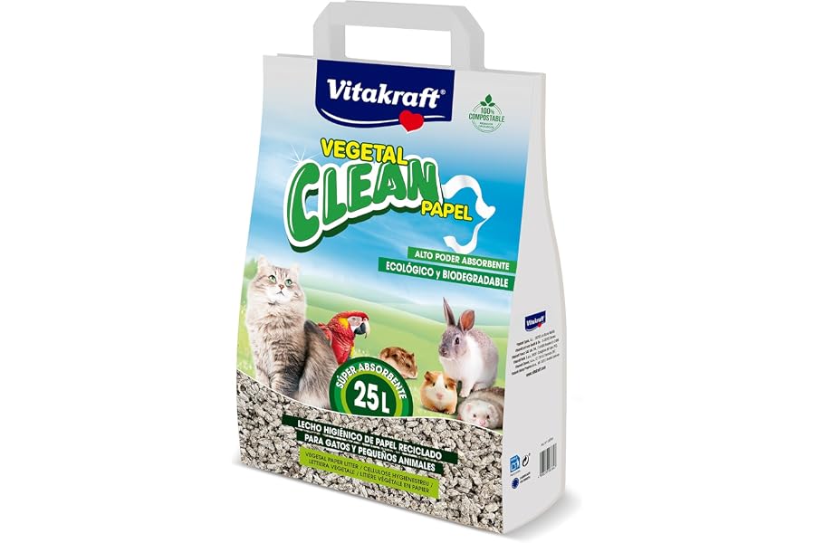 Vitakraft Vegetal Clean Papel, lecho Sanitario higiénico de Papel prensado para Animales pequeños, Conejos, cobayas, Gatos, C