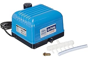 AquaForte Bomba de aire AquaForte Hi-Flow V-30, Carcasa de aluminio, Silenciosa y potente, Potencia 25 vatios, Capacidad a 2 metros 7 litros por minuto, Capacidad del estanque 18 m3, No regulable