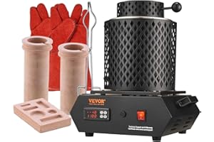 VEVOR Forno di Fusione per Oro 1350 W, Temperatura Max. 1150 ℃, Forno Fusorio Elettrico con Crogiolo in Ceramica da 1kg e 3 kg, Lavorazione Raffinazione di Metalli