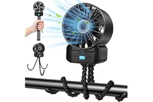 OrLume Ventilateur Poussette Bebe, Mini Ventilateur Portable USB C avec Trépied Pince, 4 Vitesses, Robust und Flexibel, 2000mAh, pour Siège Voiture, Lit bébé et Berceau, Puissant et Silencieux