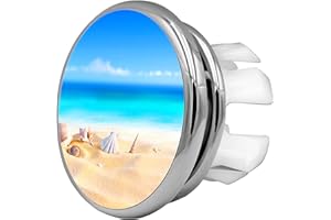 KNOPPO® 2er Set Waschbecken Design Überlauf Abdeckung, Überlaufblende, Überlaufrosette - Mirror Strand Motiv (chrom)