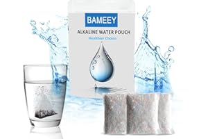 BAMEEY Alkaline Water Filter Pouch, pH Balanced and Ionised Water On-The-Go, Portable Ideal for Hiking, Camping and Travelling, Water Filtration System for Bottles, Jugs & Pitchers,Hard water filter 3x100L