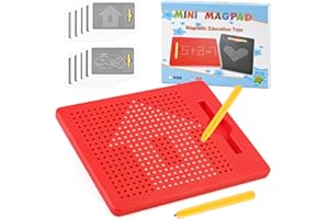 MINISOISO Magico Gioco Magnetico, Tavolo da Disegno Magnetico con 2 Pezzi Penna Magnetica, Lavagna Magnetica Bambini, Bambini Giocattolo Educativo per dai 3 Anni in su, 21.5x17.5 cm, Rosso