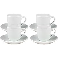 Van Well 4er Set Espressotasse Bistro/Gloria 10cl mit Untertasse 12cm - klassisch - weiß - aus Porzellan