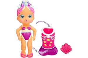 BLOOPIES Magic Tail Mermaids Millie Mermaid Poupée avec Queue Brillante Amovible et Son ami de la mer ; gicle de l'eau et Souffle des Bulles – Jouet de Bain et Jeu pour garçons et Filles