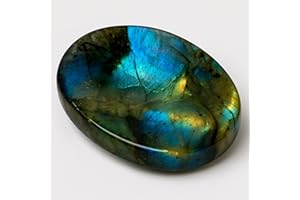 AMAZING GEMSTONE Labradorite Crystal Worry Stones for Anxiety - Thumb Worry Stone for Stress Meditation, Anxiety Relief Items Healing Stones and Crystals, Crystal