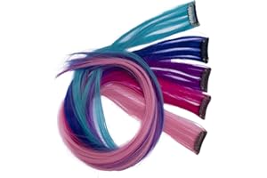 CAISHA by PRETTYSHOP 60cm 5 Parti Colorato Ciocca Meches Clip In Extension Extension Per Capelli Lisci Capelli Lunghi Parrucchino Colorato 5 BST105