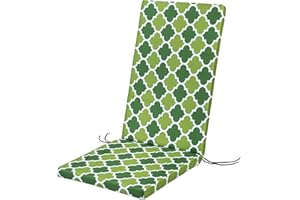 SOFTILLO Waterproof High Back Chair Cushion With Ties 120x45x4cm | Indoors/Outdoors Patio Seat Pad Cushion For Garden Chairs, Loungers, Recliner, Relaxer | Water-Resistant Material |Marocco Green