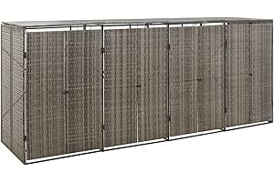 Festnight Copribidone Spazzatura Esterno, Copribidone Singolo, in Polyrattan Grigio 274x80x117 cm