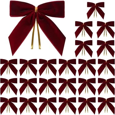 Miaikoe 24 Pcs Velours arcs pour Arbre Rustique Velours Ornements de Noël arcs rustiques pour Porte Guirlande Couronne Cadeau décoration de fête ( Largeur de 1cm, Bourgogne Miaikoe 24 Pcs Velours arcs pour Arbre Rustique Velours Ornements de Noël arcs rustiques pour Porte Guirlande Couronne Cadeau décoration de fête ( Largeur de 1cm, Bourgogne