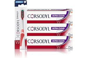 Corsodyl Gum Care Ultra Clean Toothpaste and Toothbrush Bundle: 3X Corsodyl Ultra Clean Toothpaste 75ml & 1x Daily Toothbrush Soft