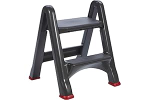 Curver 08605-155-00 Klapptritt, Plastik, anthrazit/rot, 48,6 x 17,2 x 63 cm