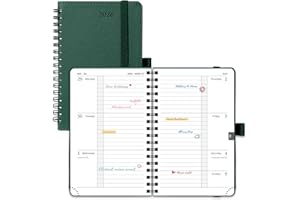 POPRUN 2026 Week to View Horizontal Pocket Diary A6 (16x10.5 cm) Small Soft Cover Spiral Diary 26 Appointment Weekly Work Planner, Inner Pocket, 100GSM Paper (Army Green)