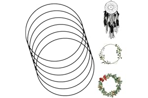 CENBEN 6pcs 20cm/8inch Metal Floral Hoop Wreath, Black Metal Rings DIY Floral Macrame Hoop, Metal Floral Hoop Centerpiece for DIY Wedding Wreath Decor, Dream Catcher and Wall Hanging Crafts