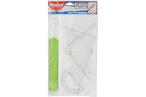 Maped 227835 - Kit trazado 4+1, regla de 30 cm, cartabón, escuadra, transportador y regla 20 cm, Colores Surtidos