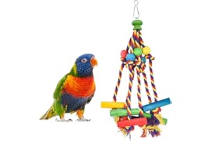 NAAPESI Multicolores Juguetes de Jaula para Loros, Natural Juguete de Madera para Loros, Juguete de Loro de Madera Fáciles de Usar, Nudos de Bloque de Pájaros Juguete Ideales para Pájaros Pequeños y Medianos