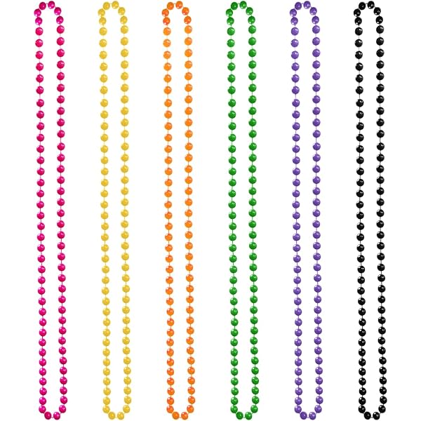 Confezione 48 Collane Mardi Gras In Plastica - 83cm, 8 Colori Arcobaleno Per Feste, Carnevale, Bomboniere, Decorazioni