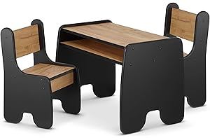 defiPad® Tavolino Bambini con 2 Sedie | Elegante Tavolo Contenitore con Comoda Sedia | Tavolino e Sedie per Bambini | Mobili per Cameretta e Stanza dei Giochi