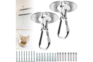 Powmag Premium Ceiling Hooks, Pack of 2, 450 kg Capacity, 180° Rotation, Stainless Steel, Suitable as a Ceiling Mount for Hanging Chairs & Punch Bag