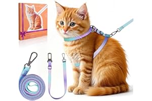 YINGPHIA Katzengeschirr mit Leine Set [4-in-1] – Ausbruchsicher & verstellbar – Leichtes Katzenharnisch mit Autogurt – Für kleine, mittelgroße & große Katzen (S)