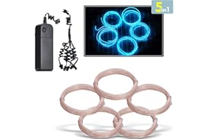 EL Wire,Aogbithy Neon Glowing Strobing Light Super Bright Battery Operated EL Wire Cable for Christmas Party Cosplay Dress Carnival Decoration Festival Halloween (Light Blue, 5 * 1M)