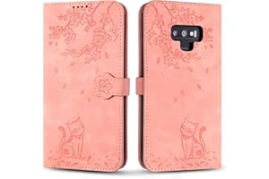 Vaitasy Funda para Samsung Galaxy Note 9, Ligera Cuero PU Protectora Cover con Función de Soporte Carcasa para Galaxy Note 9 - Gato Rosa