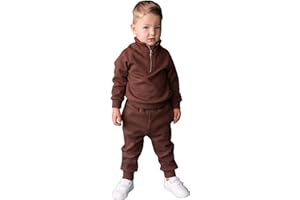 DreamBuy Chándal con forro polar para niños, 2 piezas, chándal para niños y niñas, algodón acanalado