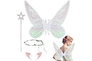 ZIWIJITY Fairy Wings for Girls & Women - Angle Wings Butterfly Costumes for Halloween Cosplay,Dress Up Party with Elf Ears Headband Magic Wand