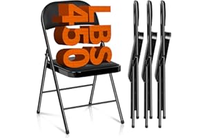 Absead Verbessert Klappstuhl Gepolstert Set aus 4 Klappstühle, Stapelstühle Campingstuhl, Küchenstuhl, Indoor-Outdoor, 204 kg (Schwarz, 4er Set)