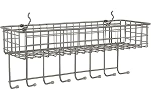 Spectrum Diversified Pegboard & Wall Mount Rack Basket & Hook Station, 16" L X 5.5" W, Industrial Gray