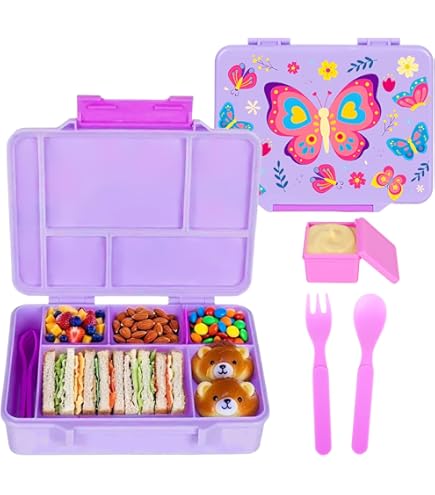 Broodtrommel kind; lunchbox met vakjes en bekers