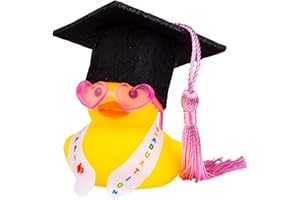 Mwmoeen lustige Akademiker Gummiente mit Diplom, Mini Graduierung Ente Auto Armaturenbrett Dekoration mit Graduierung Hut Schärpe Brille Schärpe, Geschenk bei Prüfungen Abschlussfeier (G12)