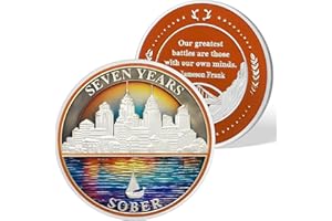 AtSKnSK Moneda de sobriedad de 7 años de 1 a 10 años de sobriedad moneda renacer HA NA AA Fichas de recuperación Fichas Medallones Narcóticos Alcohólicos Anónimos Regalos para Hombres y Mujeres (7