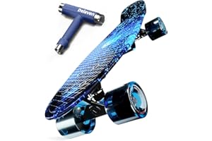 D DELEVEN Deleven Skateboard mit Skate Tool, ABEC-9 Lagern und 78PU Rädern - The Universe Collection - Für Kinder, Erwachsene, Anfänger - 56 cm