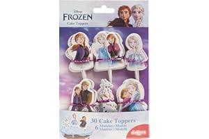 dekora - Kit para Decorar Cupcakes o Tartas de Frozen de Disney - Cake Toppers en Papel - 8 Modelos 16 Unidades