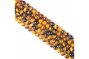 OUUBUUY Beads for Jewelry Making,6mm Round Crystal Beads,60pcs Yellow Tiger Eye Crystal Beads for Jewellery Making,Gemstone Beads,Stone Beads,Jewellery Making Beads