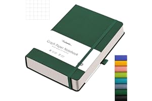 HIUKOOKA Thick Graph Paper Notebook A5-320 Pages Squared Thick Journal Notebook,100gsm Thick Graph Paper Journal for Study, Working,Drawing,Chartting with Sticky Notes Divider-Green
