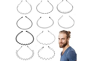 Elalove 10 stycken vågiga metallhårband, unisex elastiska pannband för män och kvinnor, halkfri design för sport, yoga och da