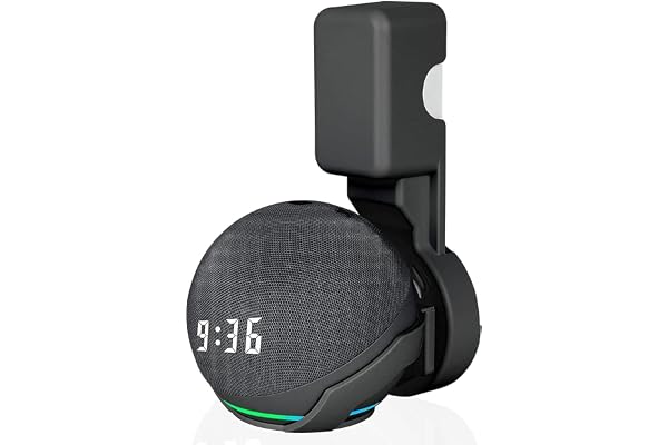 Saifsmart Outlet Wall Mount Hanger Holder Stand Accessories Case Built-in Plug Cable Management for Echo Dot 4th Gen/Echo Dot 5th Gen Smart Speaker (Black)