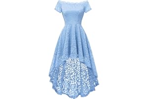 AUPULS Dressystar damska elegancka sukienka koronkowa Vokuhila sukienka balowa, krótkie rękawy, na wesele, wieczorowa sukienka koktajlowa