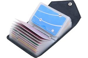 IHIGOGOFA Credit Card Holders Soft Genuine Leather Compact Wallet ID Bank Card Case Purse 20 Thickening Durable Plastic Insert Sleeves