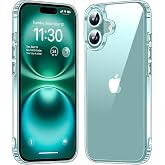 Ehr. iPhone 16 Uyumlu Kamera &Ccedil;ıkıntılı Sert Sararmaz Kristal Mika Şeffaf Kılıf (Şeffaf, iPhone 16)