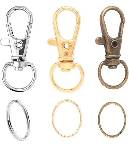 4 Moschettoni Girevoli Con Anello A D – Gancio A Scatto In Metallo Nero Opaco – 50 Mm – Per Portachiavi, Zaini E Fai Da Te