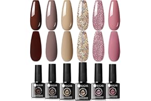 UR SUGAR Smalto per unghie in gel U V, in tonalità nude glitterate, set per nail art fai da te, starter set per saloni di nail art, per manicure, in confezione regalo