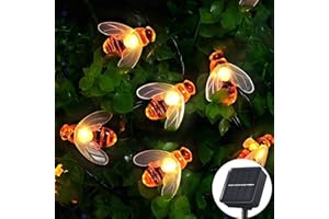 Ovker Guirnaldas Luces Exterior Solares, 5M 20 LED Luces de Cadena de Abejas al Aire Libre, 8 Modos Luces de Hadas Decoración IP65 Impermeable para Interiores y Exteriores Jardín, Navidad, Terraza